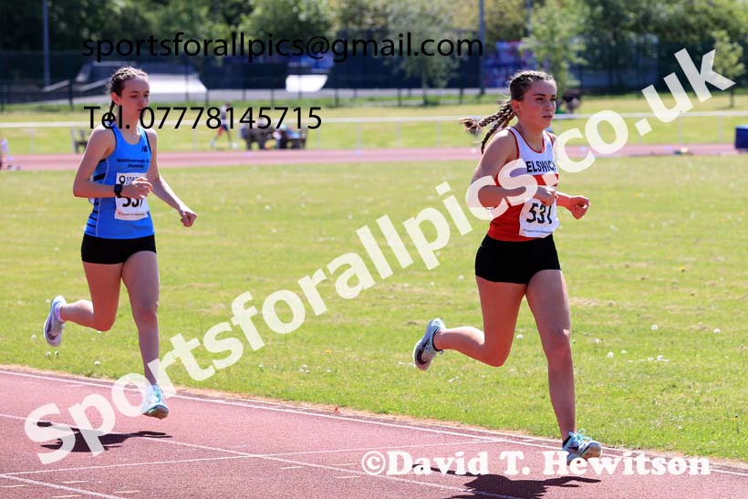 Womens Under-17s and Girls Under-15s 3000 metres, 2024 North Eastern Track and Field Champs., Middlesbrough.  Photo: David T. Hewitson/Sports for All Pics